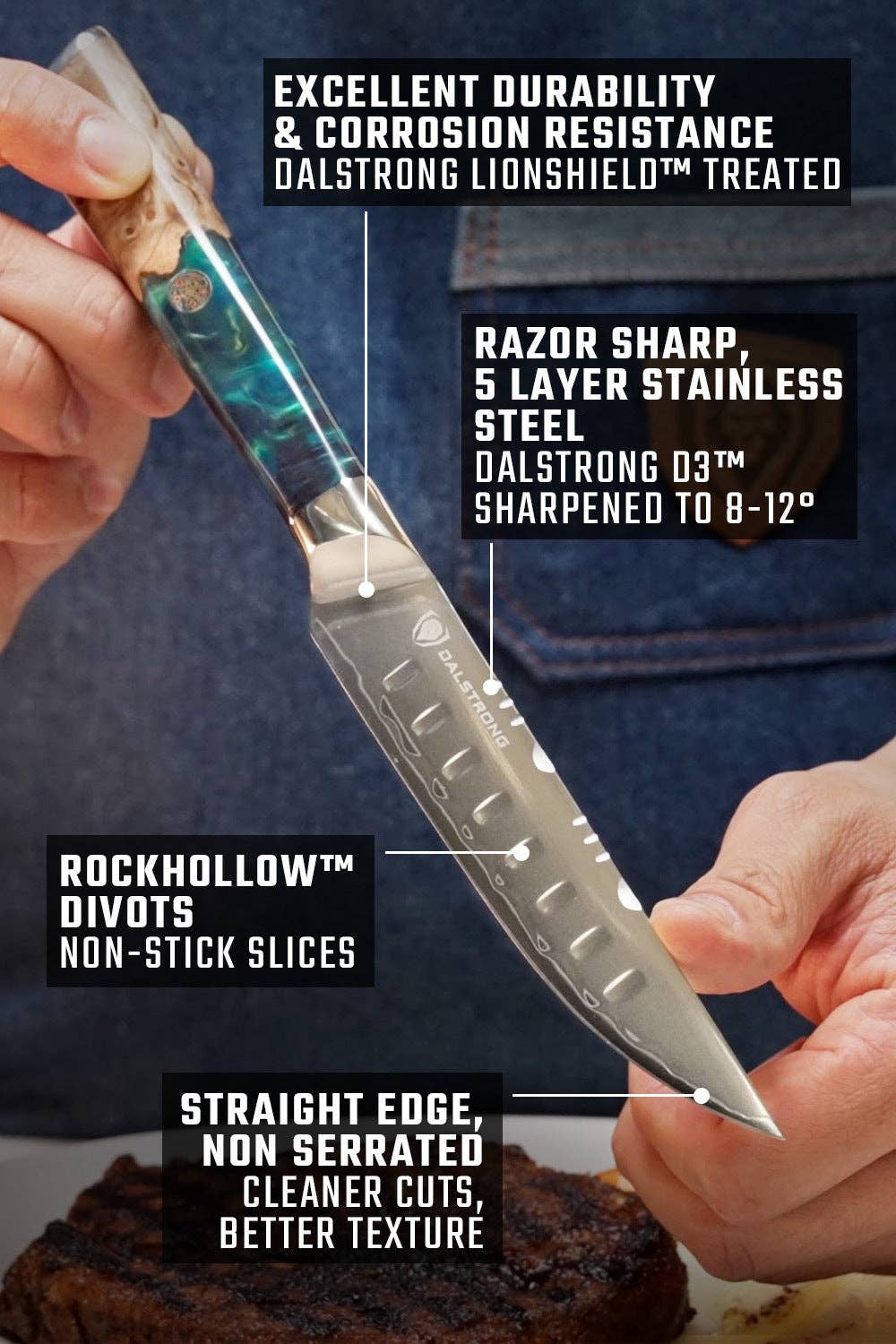 Dalstrong - Wholesale Knife Set - 5" Steak Knife Set | 4-Piece | Valhalla Series | Dalstrong ©8