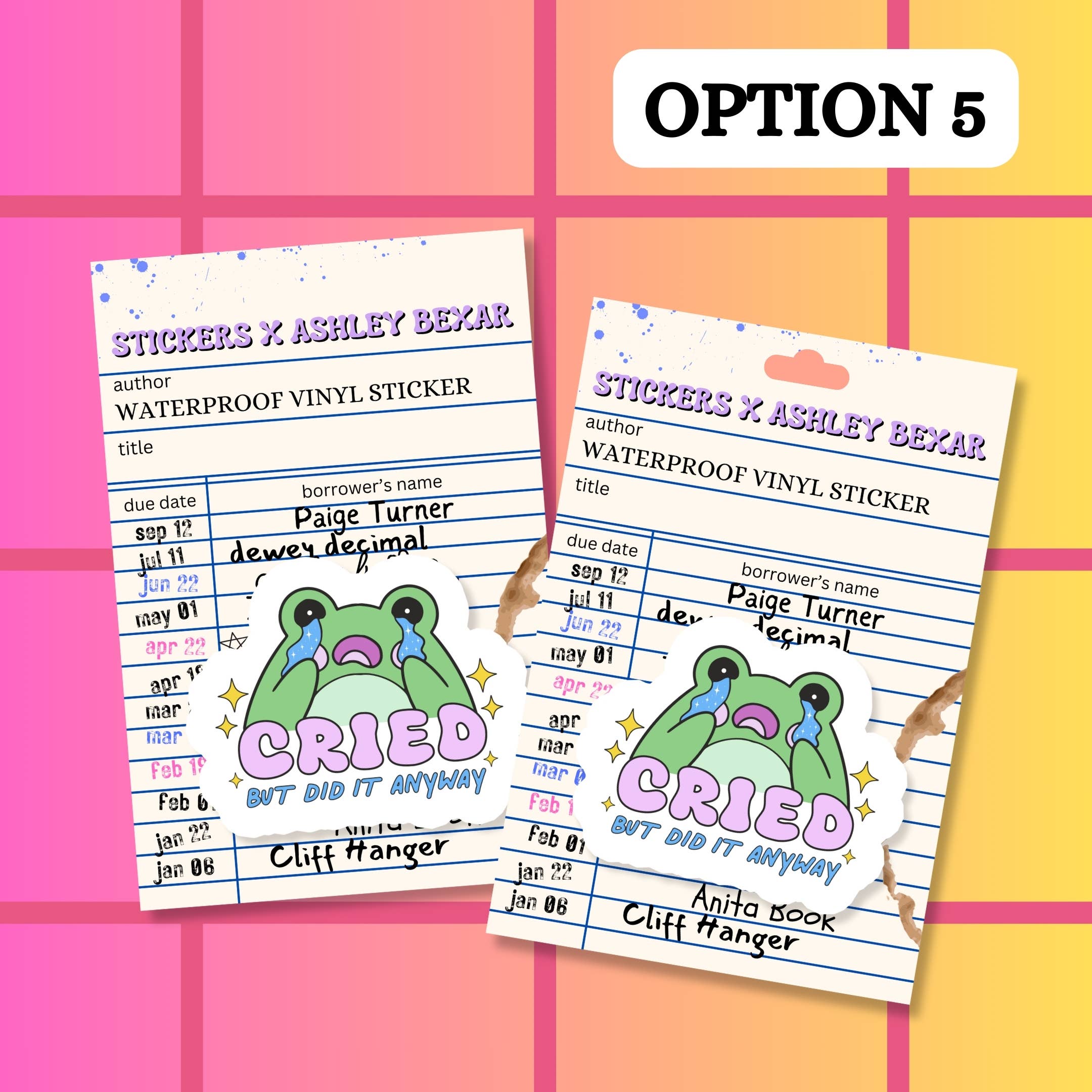 Stickers+ X Ashley Bexar - Wholesale Sticker - Frog Cry Relatable Mental Health Waterproof Vinyl Sticker6