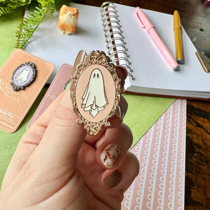 The Unrefined Crafter - Wholesale Lapel Pin/Button - Victorian Ghost Enamel Pin - Glow in the Dark!3
