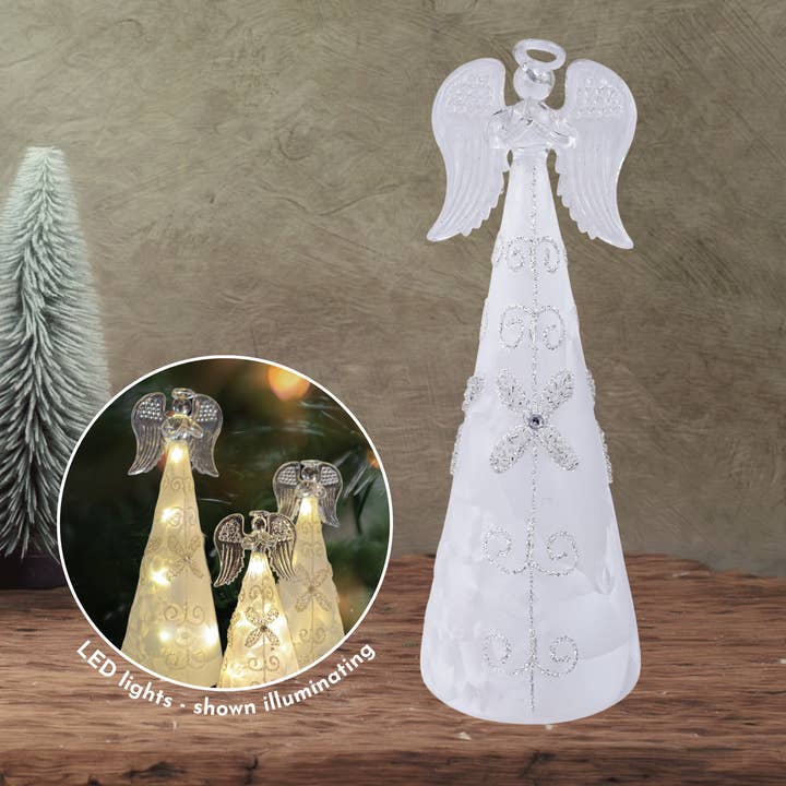 Light Up Standing Angel w/ Floral Detailing (large) for wholesale by GeoCentral