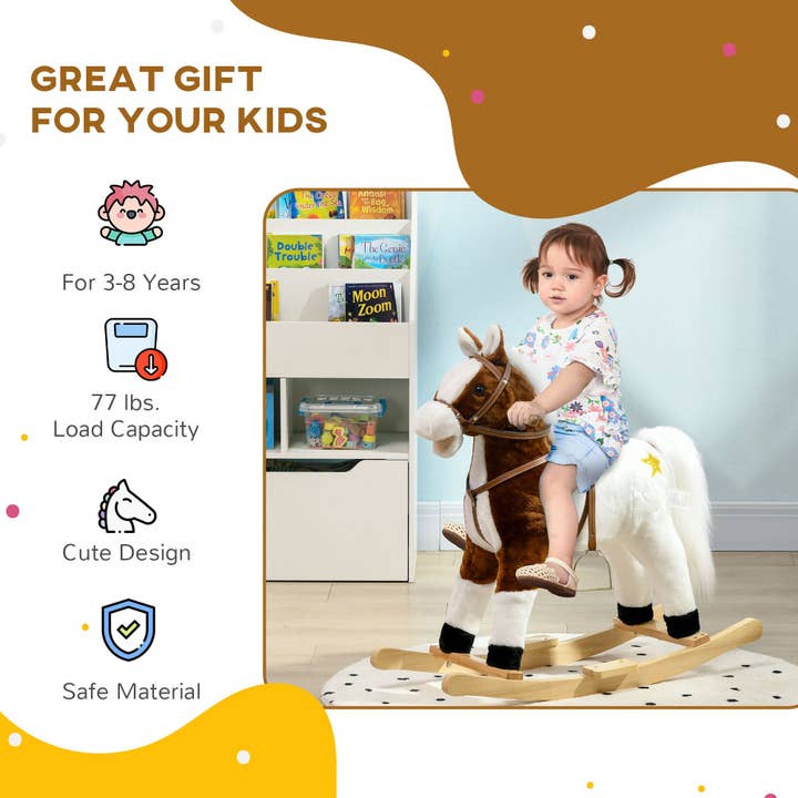 39F Inc. - Wholesale Rocking Horse - Kids - Qaba Rocking Horse with Sound, Ride-on Toy for 3-8 Year Old5