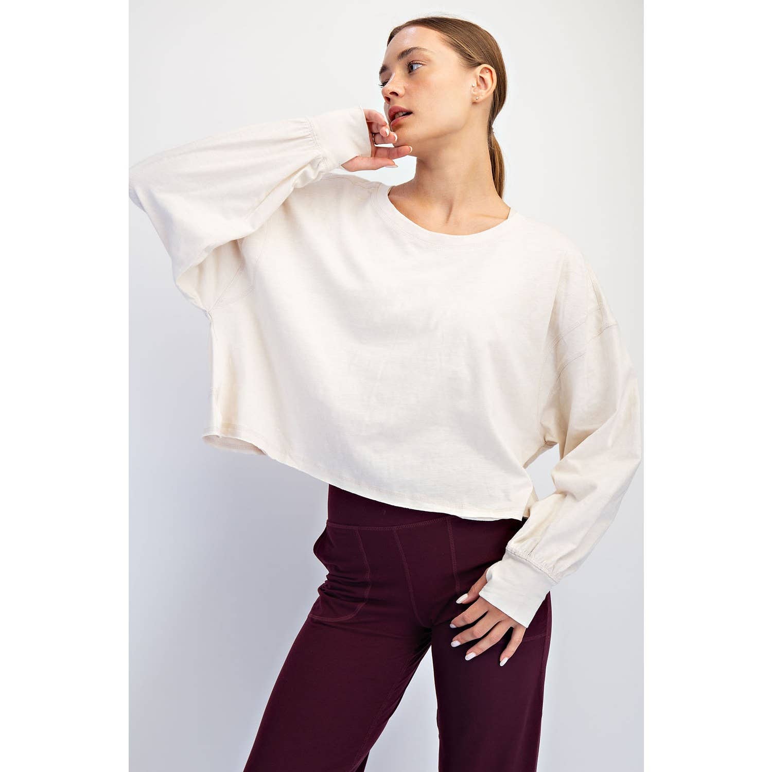 Rae Mode - Wholesale Lounge Top - Women's - COTTON SLUB OPEN BACK LONG SLEEVE TOP20