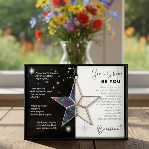 You + Shine: Be You Handmade Stained Glass Star 7704 for wholesale by The Grandparent Gift Co. Inc.