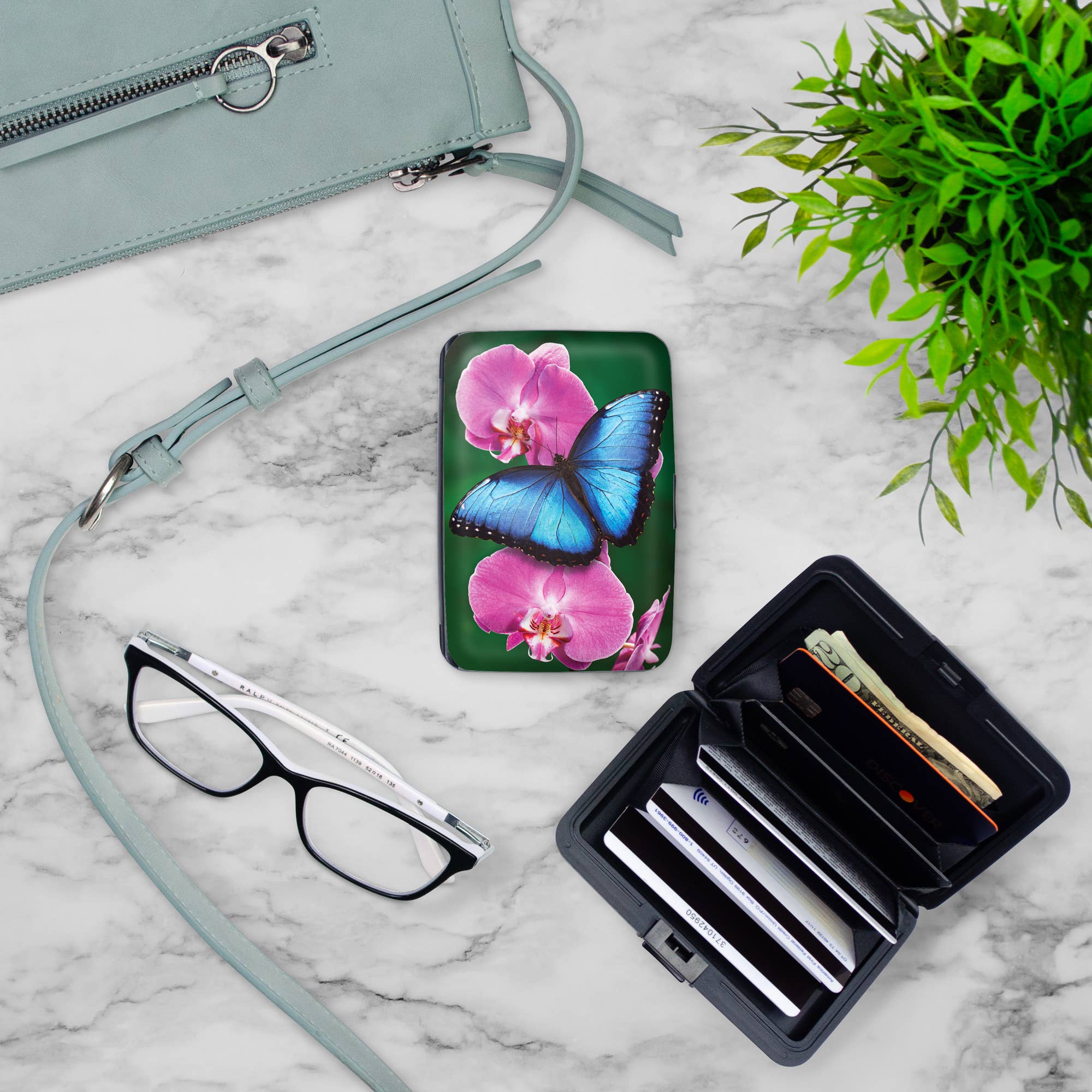 Monarque - Venta al por mayor Cartera - Mujer - Cartera blindada Morpho azul mariposa1