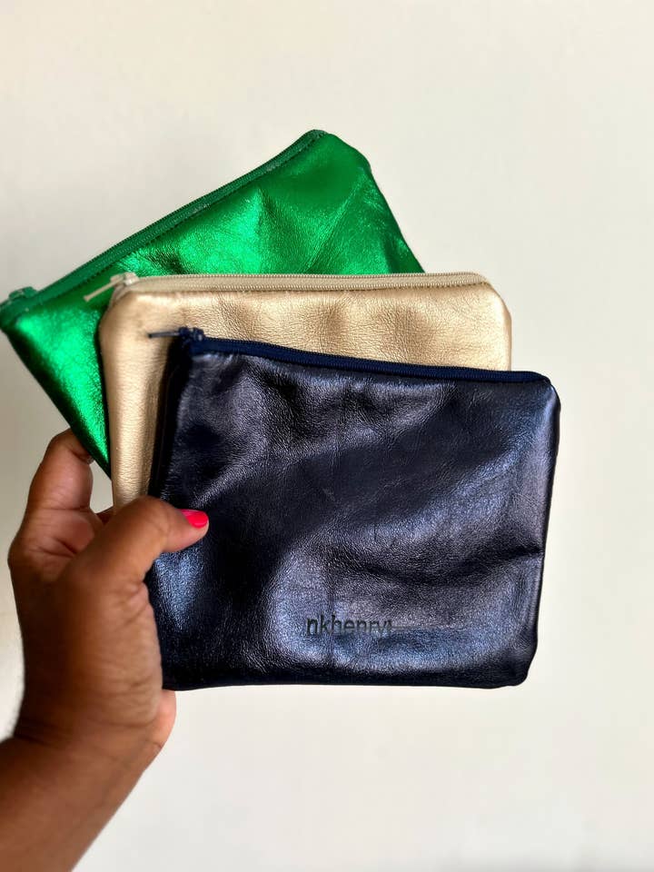 Metallic Leather Pouch for wholesale by NKHenry