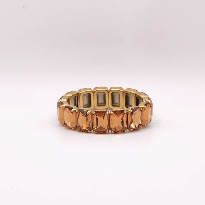 Elastische luxe achthoekige stenen armbanden - Lt Smoked Topaz Otp voor wholesale door QUÉ MÁS JEWELS