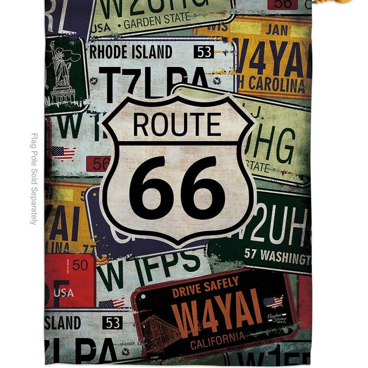 Two Group Flag Co - Wholesale Flag - Route 66 Plates Americana US Historic Decor Flag