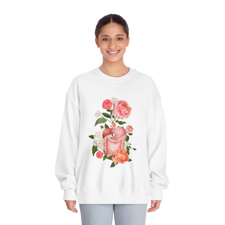 Moletom com gola redonda com flor de anatomia do sistema digestivo por atacado de LimenDime Market