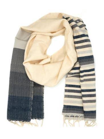 Denim Hues Striped Scarf for wholesale by Fair Anita