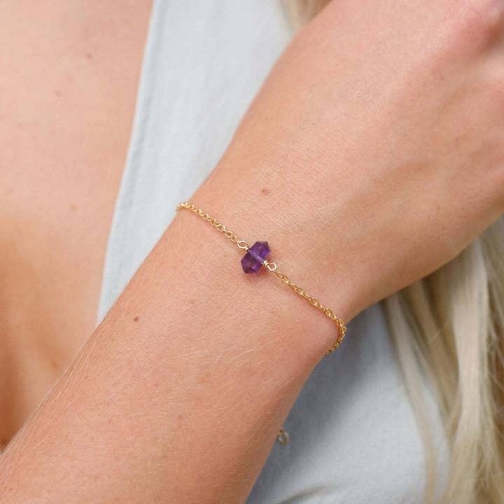 Mini-Kristallspitzenarmband mit Amethyst für den Großhandel von Luna Tide