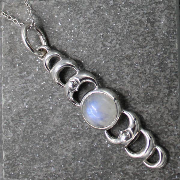 Sterling Silver & RB Moonstone Moon phase Pendant for wholesale by Goddess Design Studio