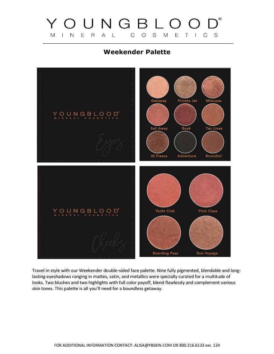 Youngblood Mineral Cosmetics - Wholesale Face Makeup Palette - Weekender Palette (Tester)2