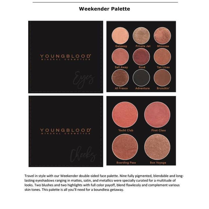 Youngblood Mineral Cosmetics - Wholesale Face Makeup Palette - Weekender Palette (Tester)2