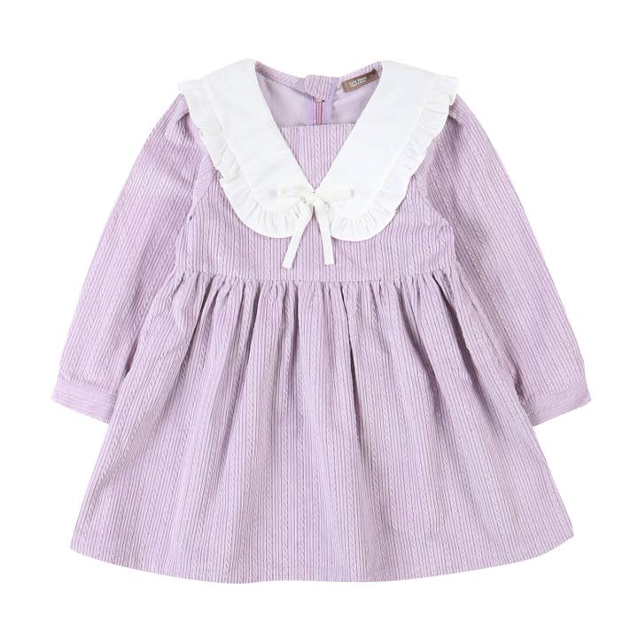 Baila Lilac Corduroy Dress with Wide Collar for wholesale by ToTo Heros