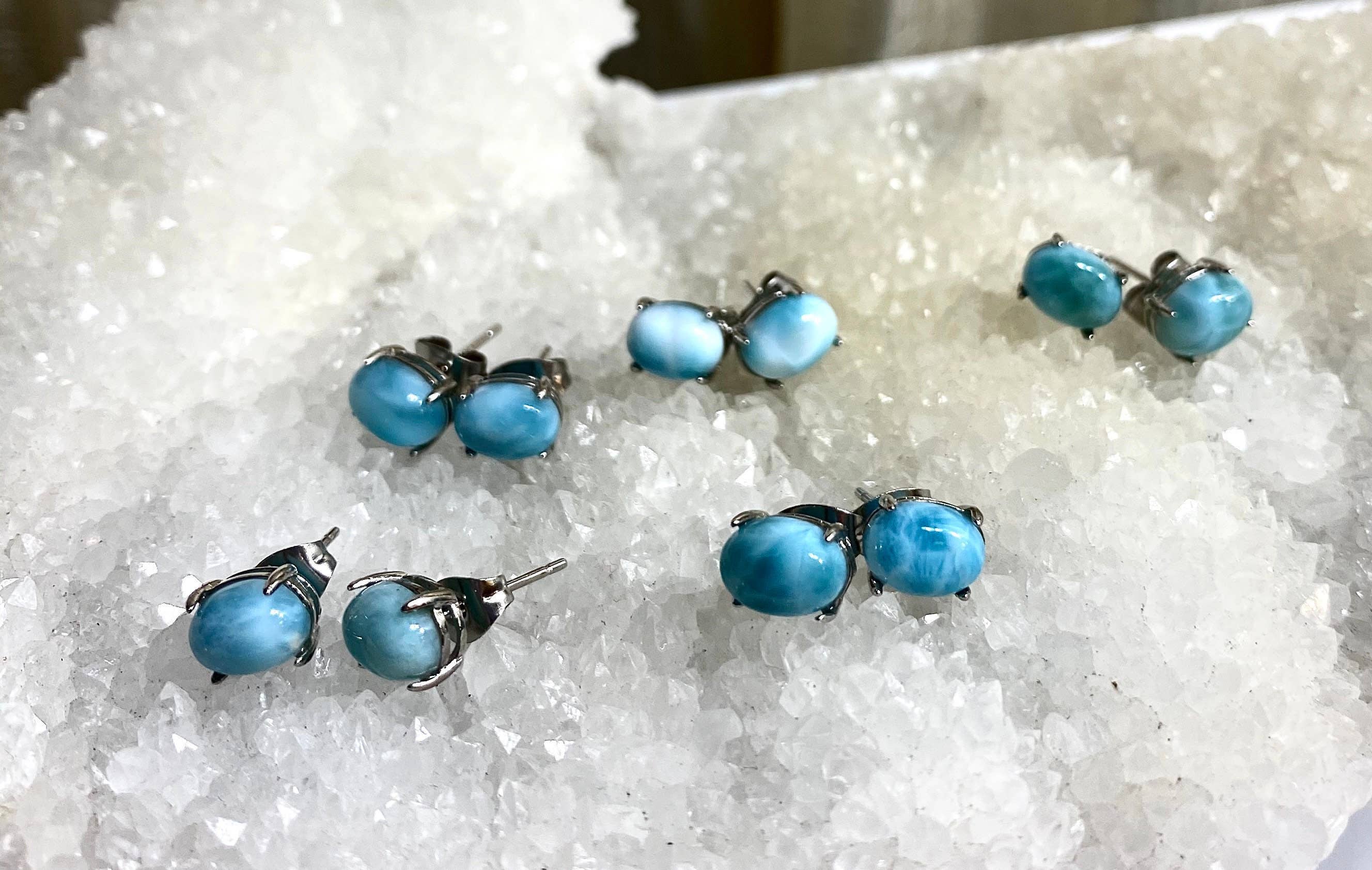 KayleeNYC - Wholesale Stud/Post Earrings - Natural Larimar Sterling Silver(925) Earring Studs 6x8mm3