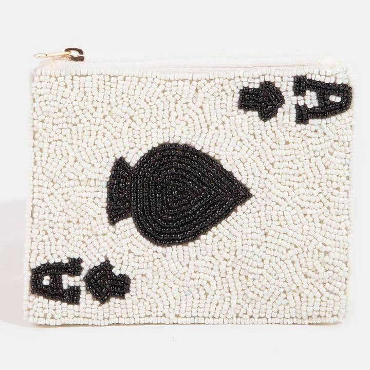 MULTI Seed Beaded Ace Card Coin Purse for wholesale on Faire0