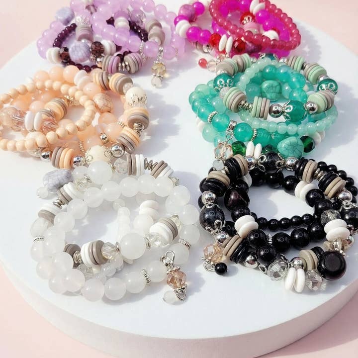 Arya Jewellery Wholesale – wholesale Jewellery set – Crystal Charm Ceramic Beaded Bracelet Set6