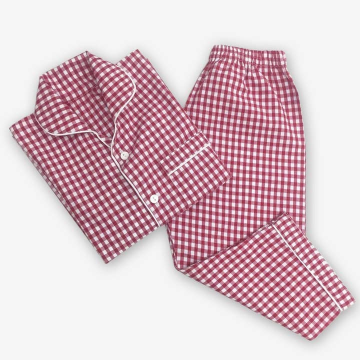 Men Classic Red Gingham Pajama Set for wholesale by Little West Street
