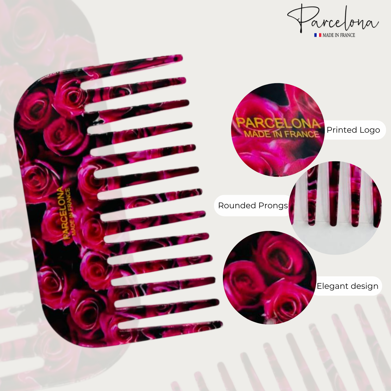 Parcelona - Wholesale Hair Brush/Comb - Parcelona Wide Tooth Comb Tropical Toucan Floral Print Comb for Thick Curly Hair12