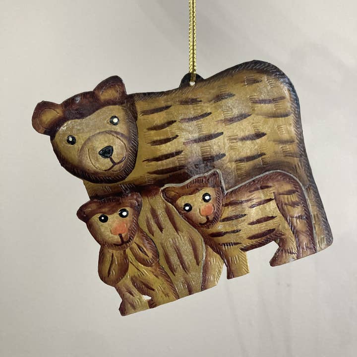 Dandarah - Wholesale Ornament - Metal Mama Bear & Cubs Ornament