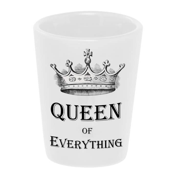 Vaso de chupito de cerámica «Queen of Everything» 1.5 oz para venta al por mayor de Bronze Baboon