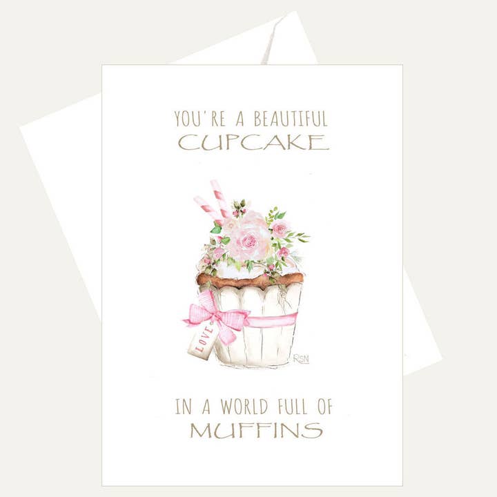 You're a Beautiful Cupcake World of Muffins Friendship Card for wholesale by Bellflower Girl