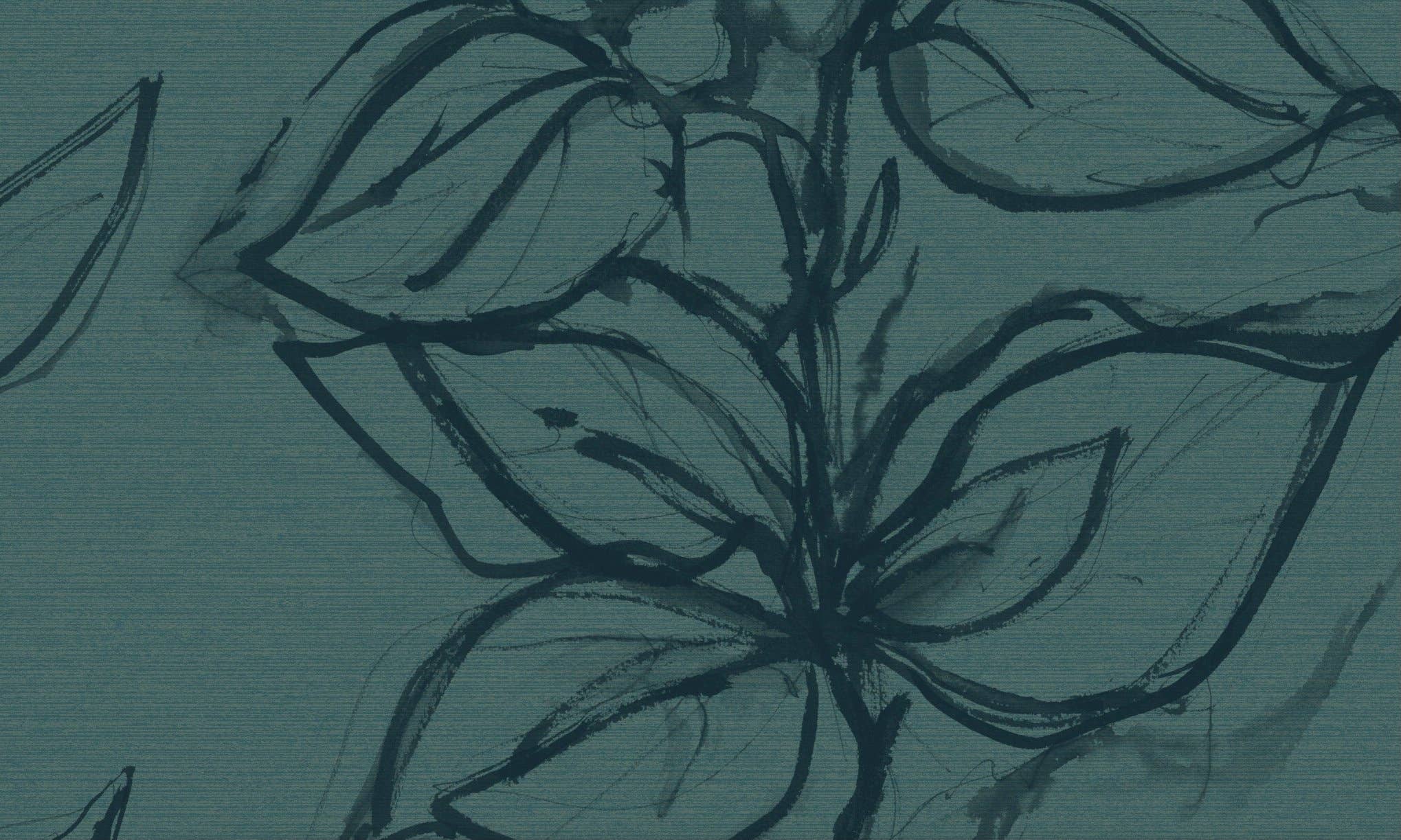 Sharon Jane Studio – wholesale Wallpaper – Aquatint floral Wallpaper - Peacock2