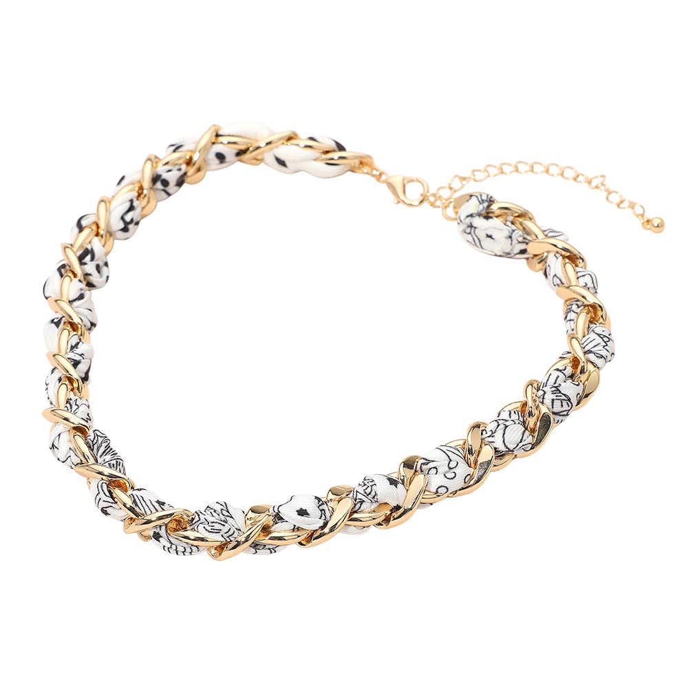 Sensibling Corp. - Vente Collier maille et chaîne - Écharpe en tissu avec collier chaîne en métal8