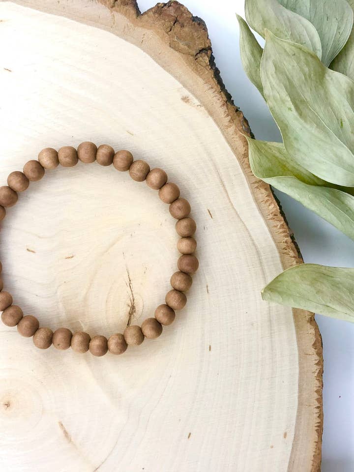 Sandalwood 6mm Beaded Stackable Stretch Bracelet for wholesale by Peace Within Co.
