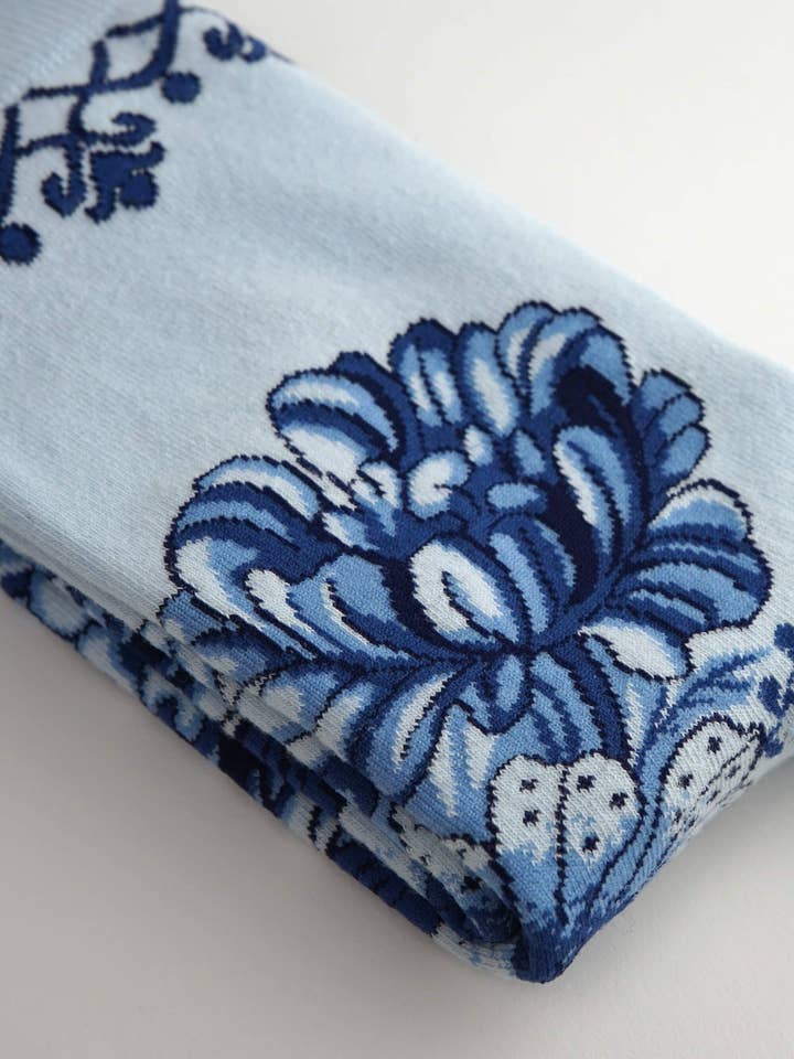 Kunstsokken - Wholesale Socks – Unisex - Delft Blue Flowers4