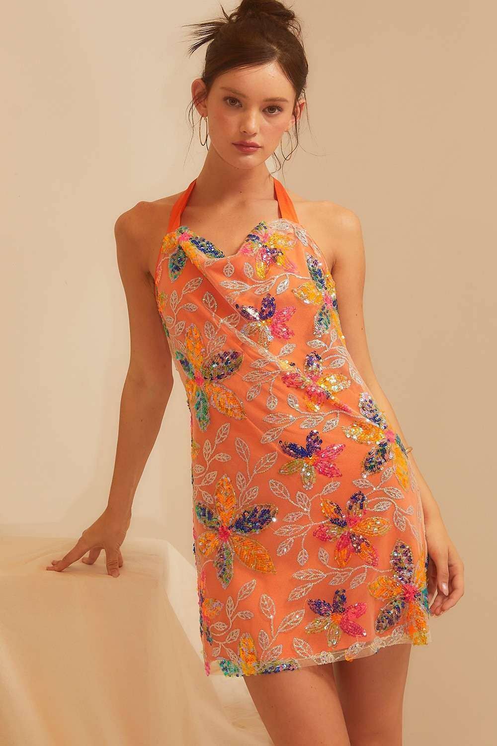 Main Strip - Wholesale Dress - Women's - Sequin Halter Mini0