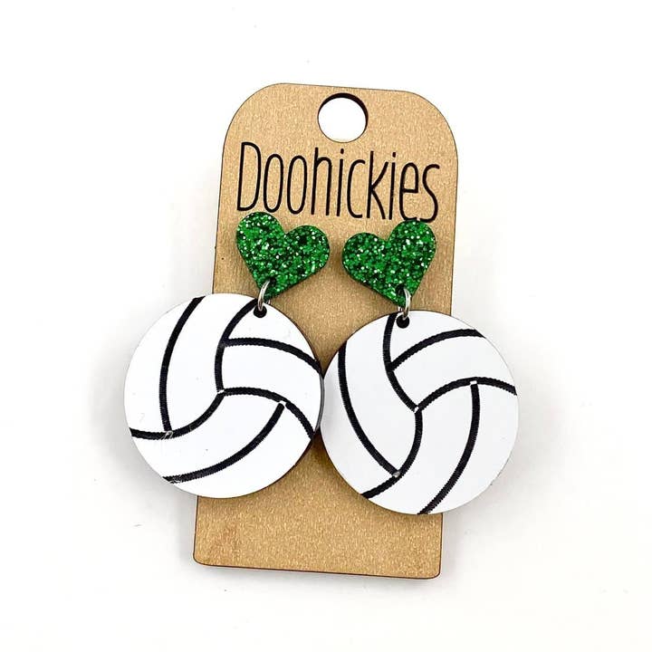 Doohickies - Vendita all'ingrosso Orecchini pendenti - Ciondoli da pallavolo personalizzati I Heart da 1,9" - Orecchini sportivi4