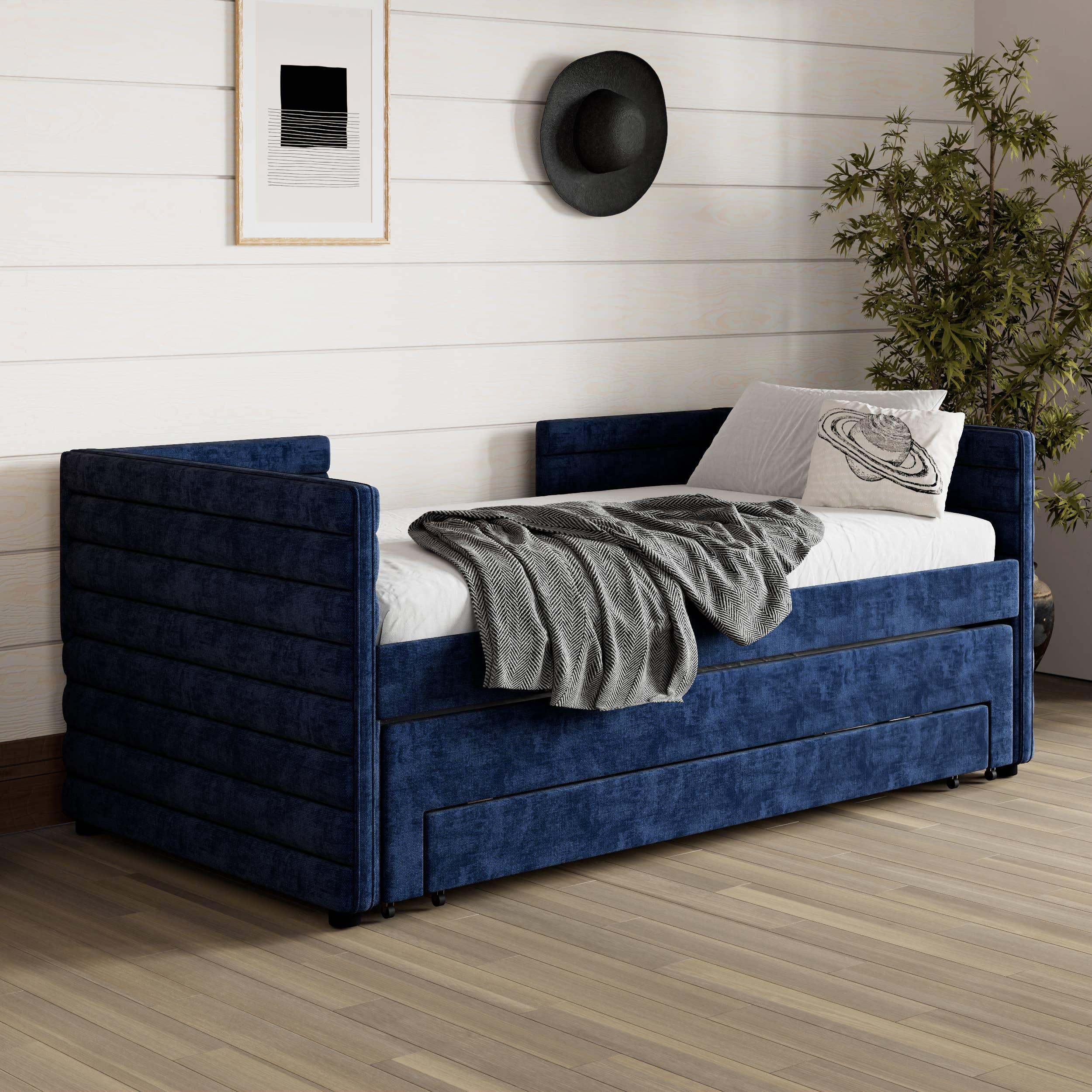 HOMYCASA DESIGN INC - Wholesale Bed - Twin Size Upholstered Daybed with Trundle &3 Storage Drawers17