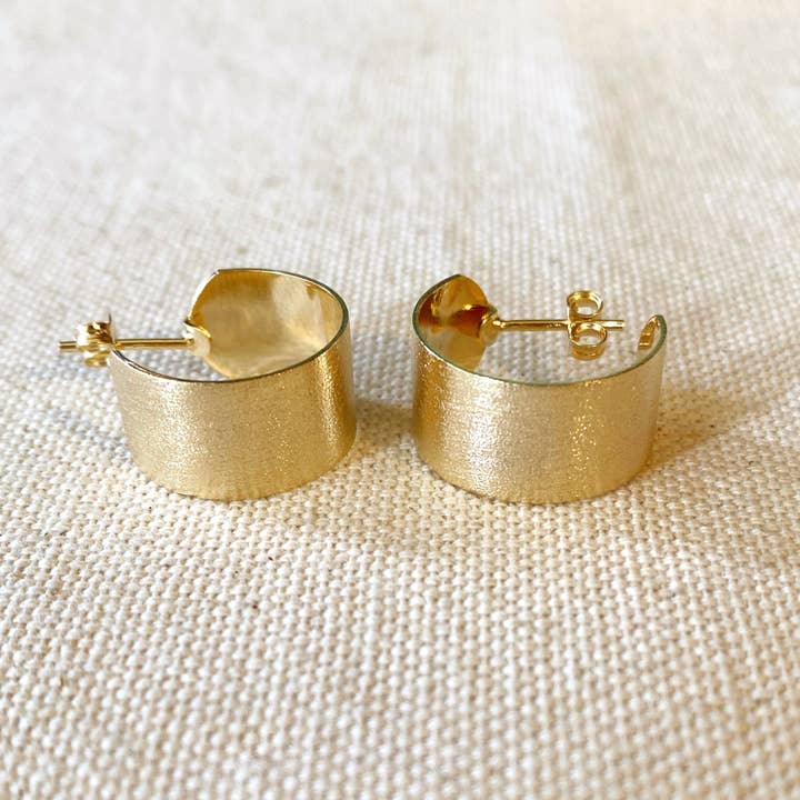 Wide Flat Brushed Half Hoop Earrings for wholesale by GoldFi