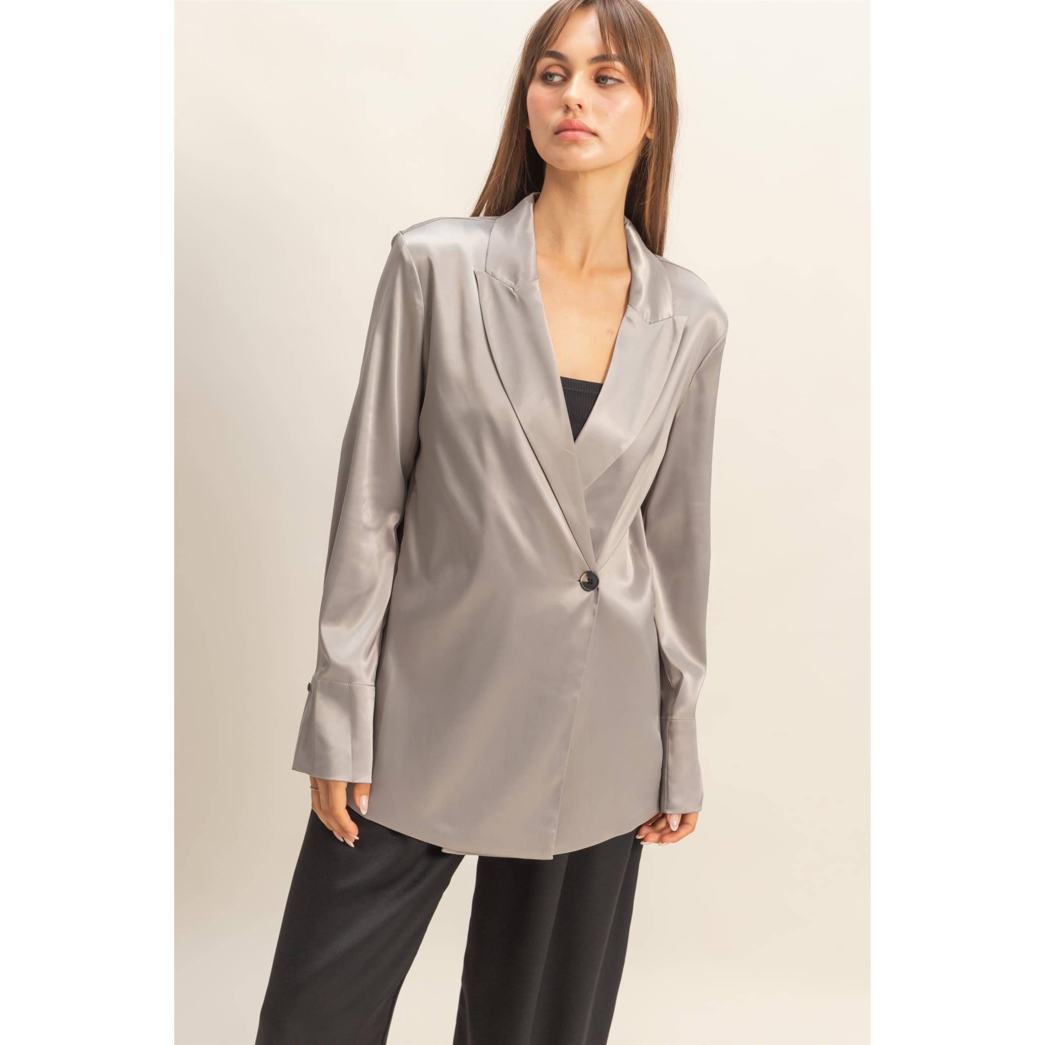 HYFVE - Wholesale Blazer - Women's - Satin Long Sleeve Blazer6