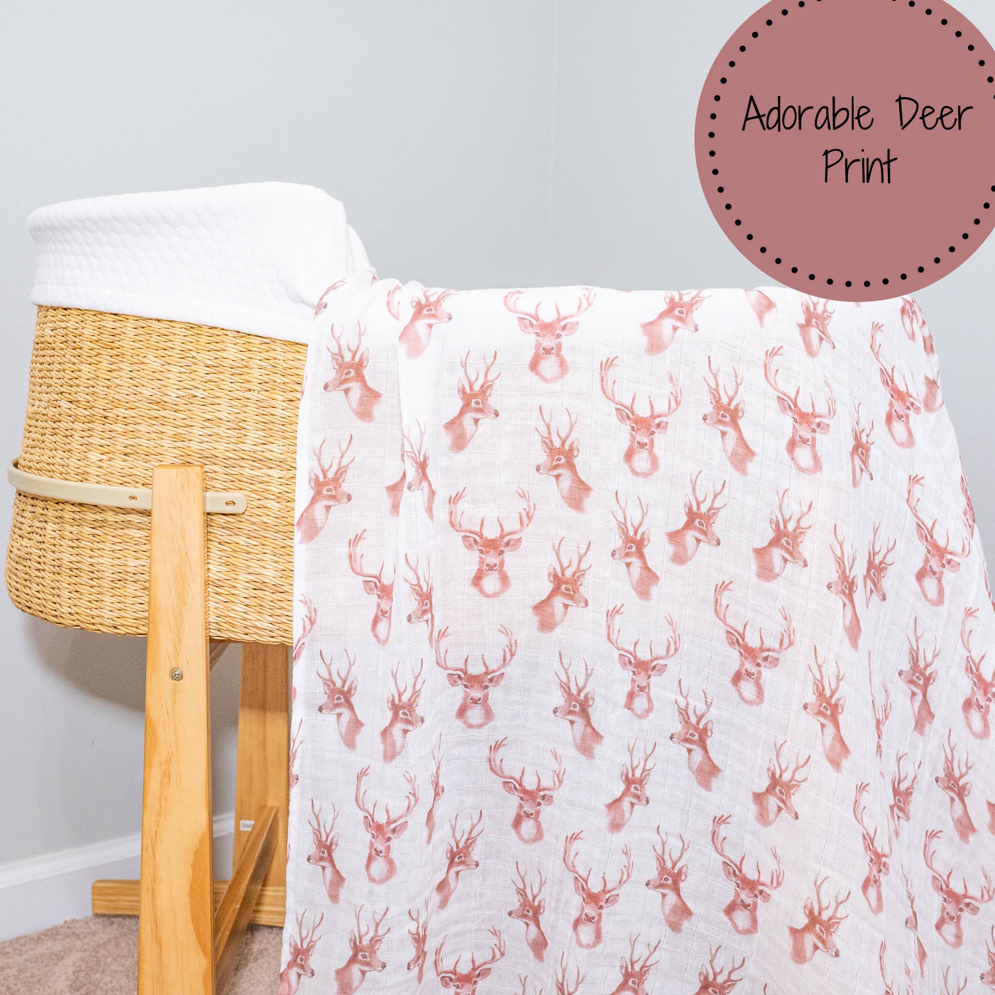 LollyBanks – Swaddle - Bebé por atacado – Oh Deer Baby Manta de Musselina 100% Algodão 120x120 cm4