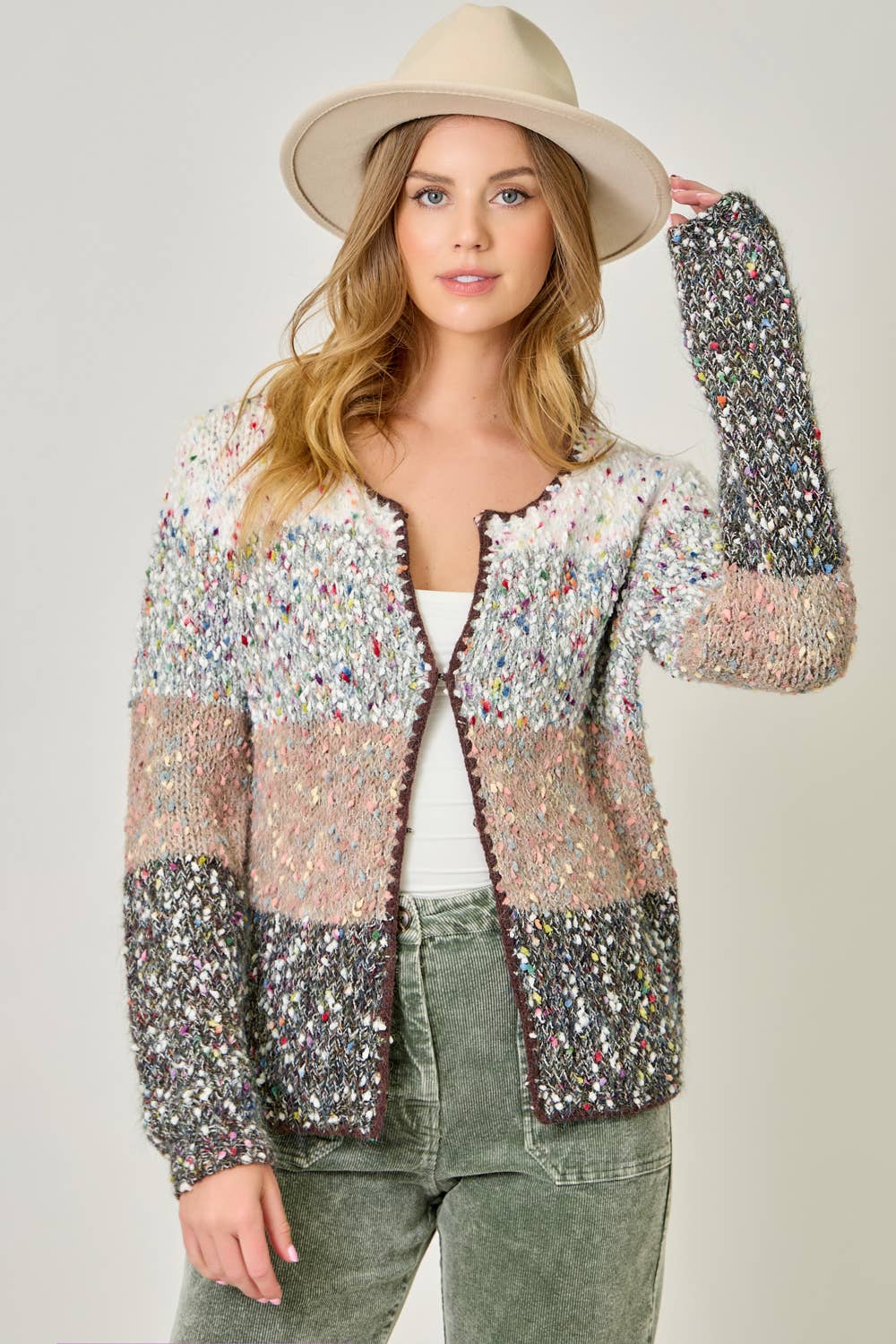Mystree - Wholesale Cardigan - Women's - 61203 Melange Color Blocked Cardigan 10