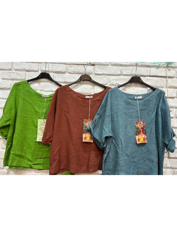 la maison des fibres naturelles - Vente Chemisier – femme - Top col rond en lin 659005 100% linen46