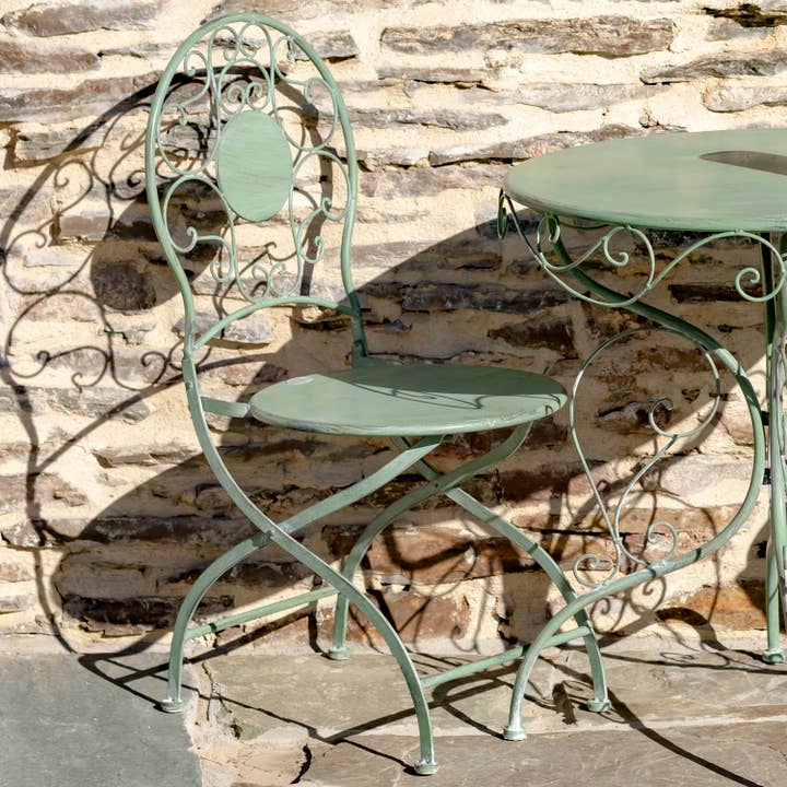 Zaer Ltd. International - Vente Salon de terrasse - Chaise et table rondes « Le Chardenoux 1908", 3 pièces, 3 couleurs18