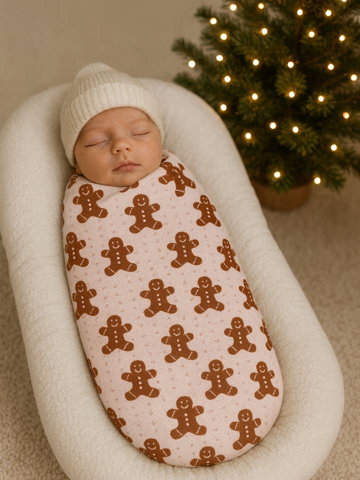 Organic Pointelle Blush Gingerbread Swaddle for wholesale by House of Henry