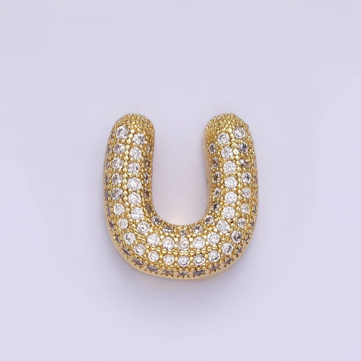 Aim Eternal – wholesale Individual charm/pendant – 14K Gold Filled 15mm Micro Paved Balloon Bubble Initial Letter Pendant | A1171-A118319