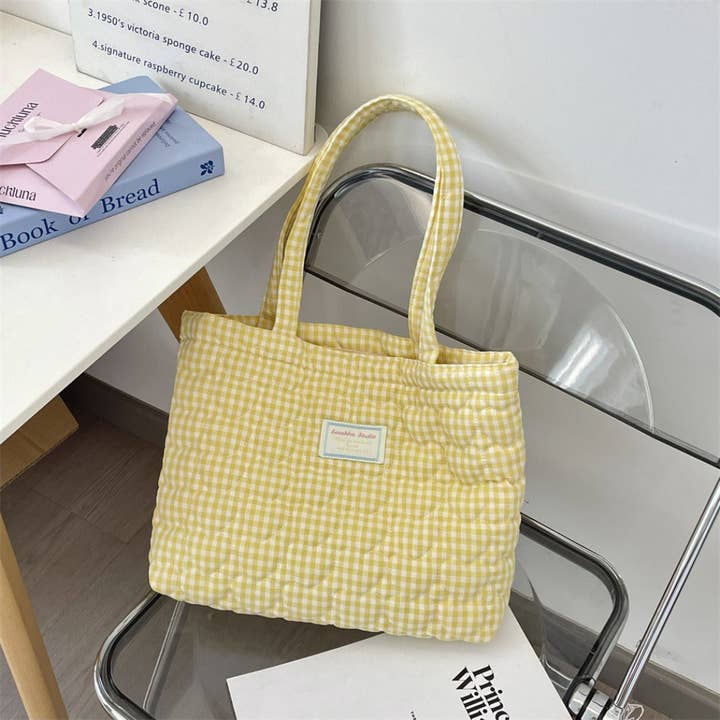 Funkyrel® Atzbranding Limited - Wholesale Tote Bag - Women's - Cosbai - Tote Bag with Heart & Plaid Pattern5