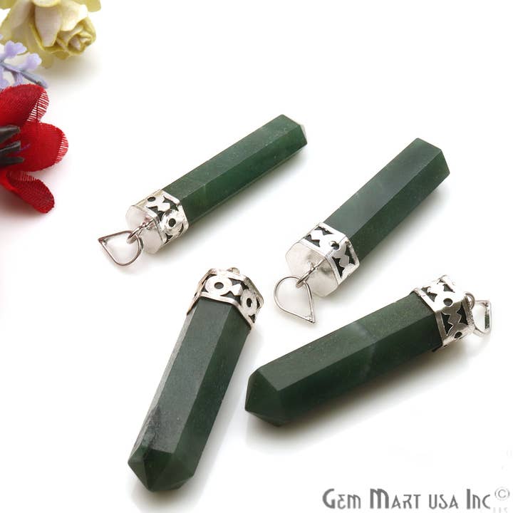 GemMartUSA – wholesale Pendant/charm necklace – DIY Healing Gemstone Silver Pencil Point Ornate Pendant 1pc11