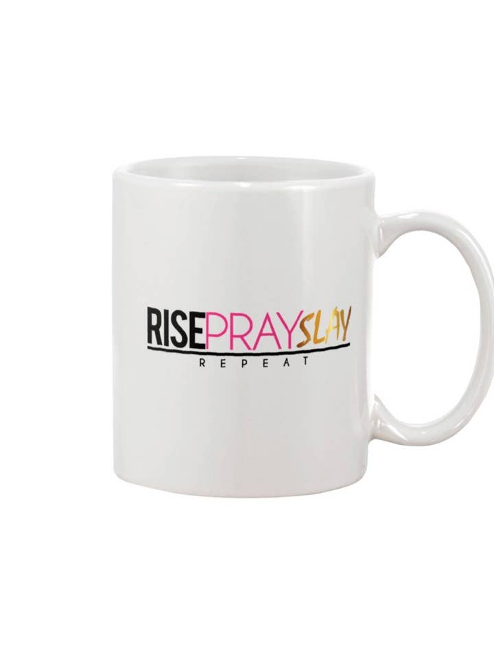 Tasse en céramique Rise Pray Sray 11 oz pour la vente par Kolored On Purpose