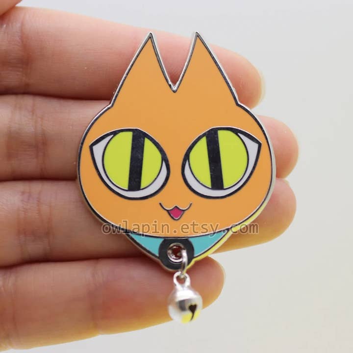 Cat with Bell Pin for wholesale by Triclops Rabbit