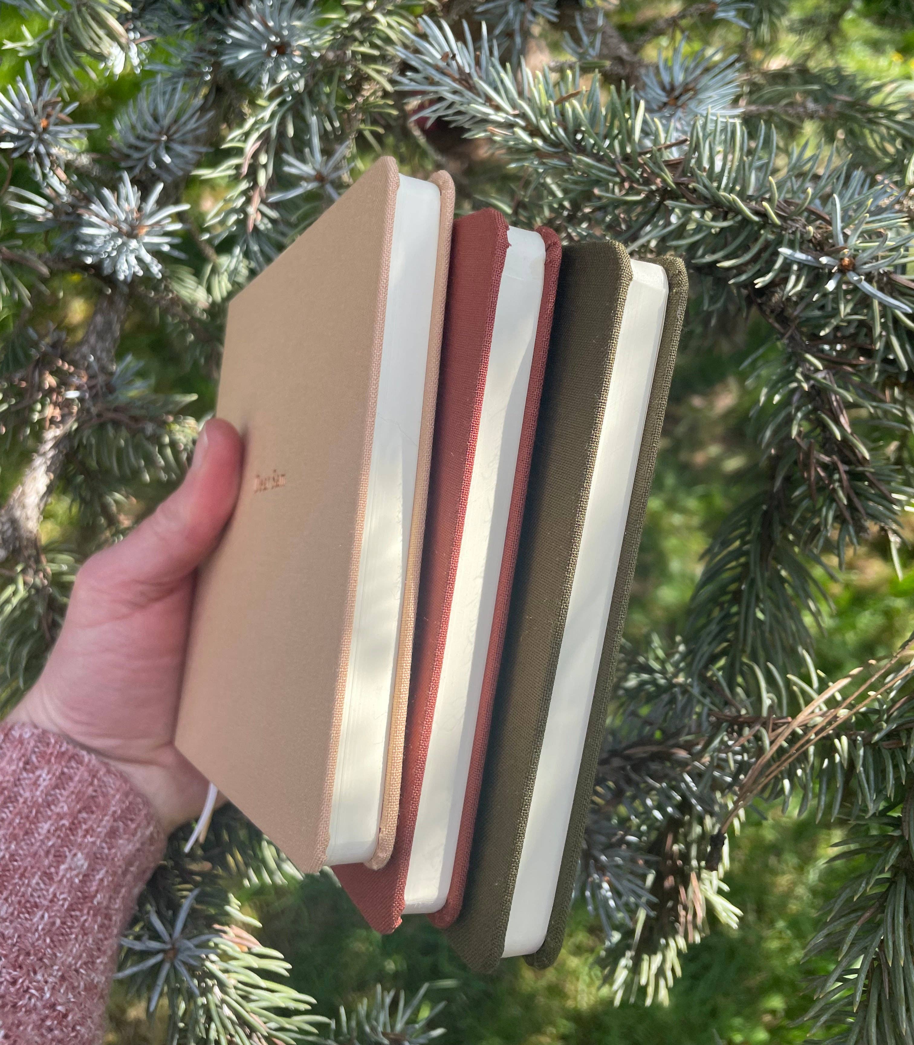 Studio Portmanteau – wholesale Notebook – Custom Logo Foil Embossed Square Linen Notebook, Earth Tones6