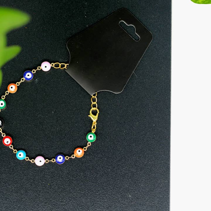 Three Witches Tea Shop - Wholesale Charm/Dangle Bracelet - Rainbow Mal de ojo, evil eye adjustable bracelet1