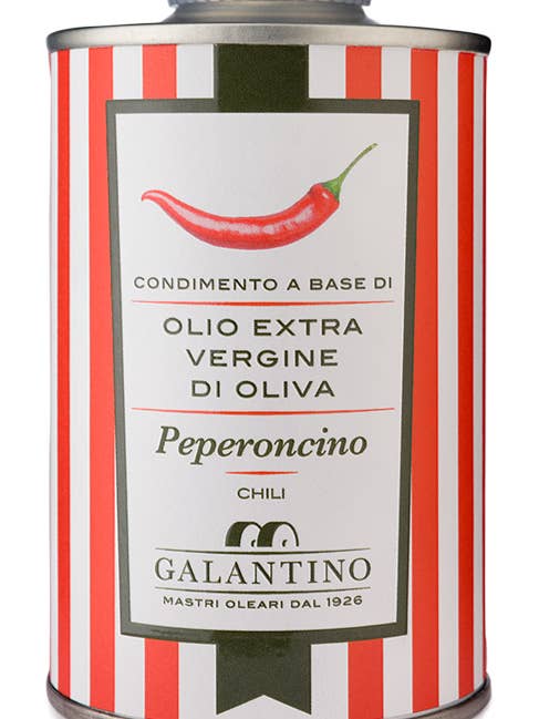 Extra Virgin Olive Oil and Chili Pepper - 250ml Tin for wholesale by GALANTINO