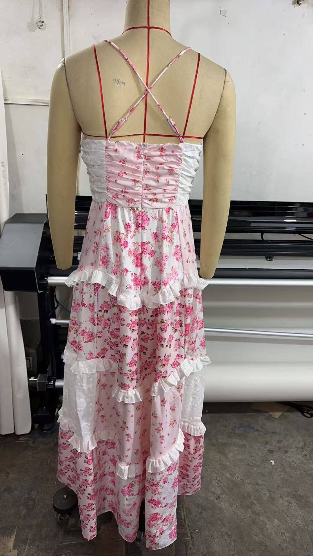 Tourtiwi - Wholesale Jurk - Dames - Zoete Bretel Bloemenkant Patchwork Jurk11