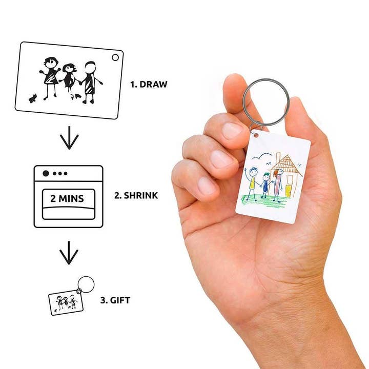 Pikkii USA - Wholesale DIY Craft Kit - Kids - Drawing Shrink Keyring | DIY Personalized Keychain Craft Kit